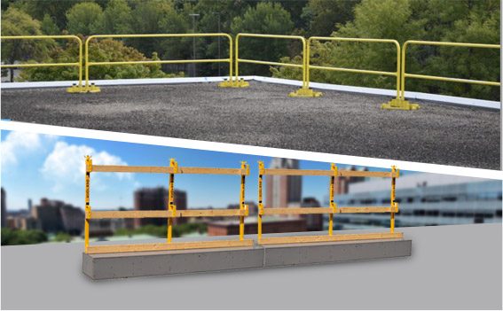 Perimeter Roof Protection including the RailGuard and SlabGrabber Perimeter clamp